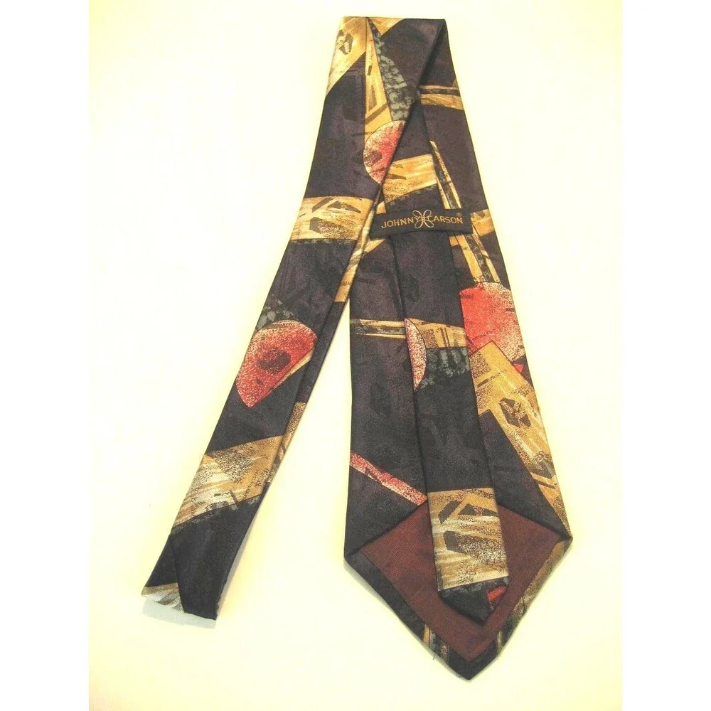 Johnny Carson 100%  Silk Geometric Design Necktie